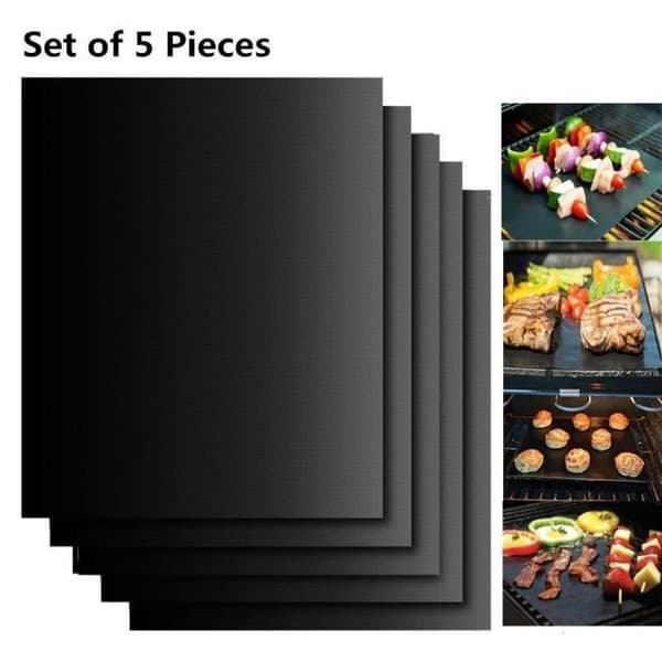 Matlagningsmattor för grill och ugn, set med 5 non-stick grillmattor Återanvändbara rengöringsbara