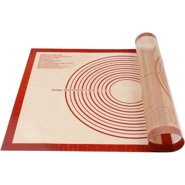 Extra stor halkfri silikonbakelsematta med mått 71 × 51 cm för bakmatta, placering/fondant (röd)