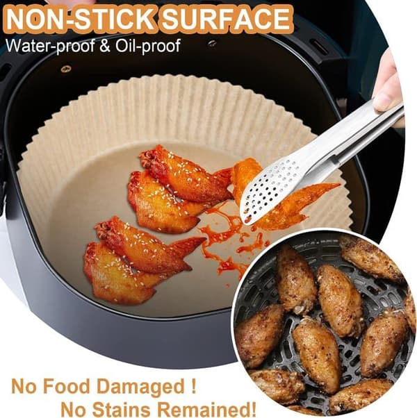 MATLAKA - UGN MATTA - MATTYK - Runt runt bakplåtspapper för Air Fryer, 100 stycken 16 cm matlagningspapperslinje