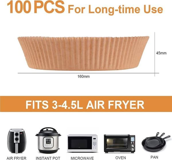 MATLAKA - UGN MATTA - MATTYK - Runt runt bakplåtspapper för Air Fryer, 100 stycken 16 cm matlagningspapperslinje