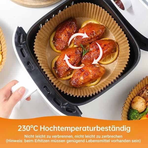 Air Fryer Pappersark 120 st, Luftfritös Bakpapper, Luftfritös Pergamentpapper, Rundt Papper för Luftfritös