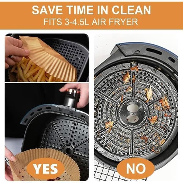 100 Stycken Papperspapper för Air Fryer, 20 cm Rund Bakpapper Liner, BPA-fri, Tillbehör för Fritös, Stekpanna