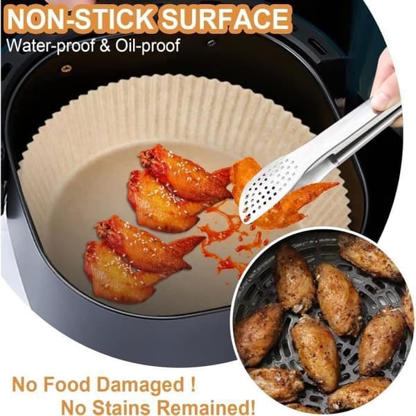 100 Stycken Papperspapper för Air Fryer, 20 cm Rund Bakpapper Liner, BPA-fri, Tillbehör för Fritös, Stekpanna