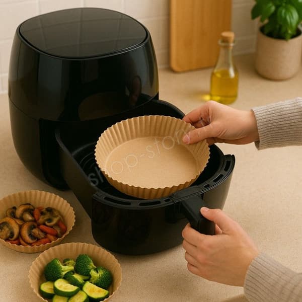 Lot 50 Rundt Bakpapper för Air Fryer Diameter 20 cm Non-stick Engångs och Klara att Använda