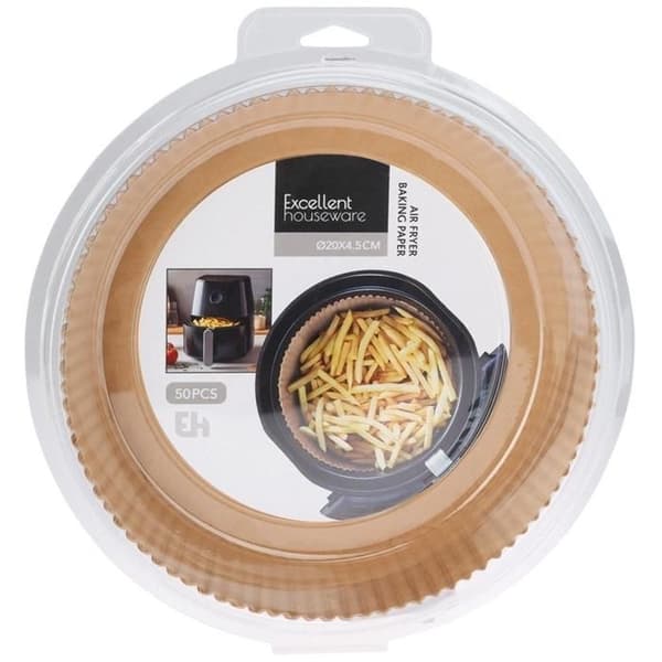 Lot 50 Rundt Bakpapper för Air Fryer Diameter 20 cm Non-stick Engångs och Klara att Använda