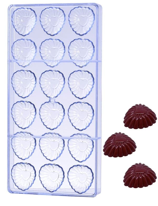 Chokladform i polykarbonat, HJÄRTA I ROSETT