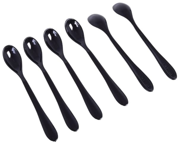 Mustat muoviset jälkiruokalusikat 12 cm/25 kpl teelusikoita