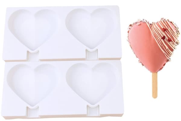 Silikone isform HEARTS 2 stk + pinde