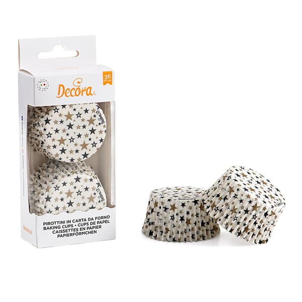 Muffinivuoat BLACK & GOLD STARS 50x32mm 36 kpl