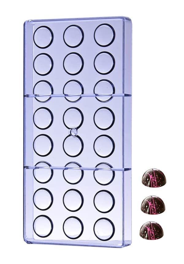 Suklaamuotti polykarbonaatista, puolipallopallot 24 mm