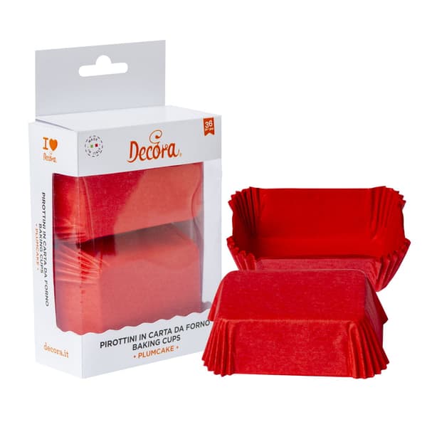 Rektangulära papiljotter RÖDA 80x50x32 mm DECORA 36 st