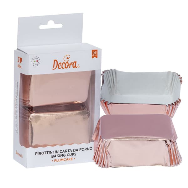 Rektangulära papiljotter ROSA GULD 80x50x32 mm DECORA 20 st