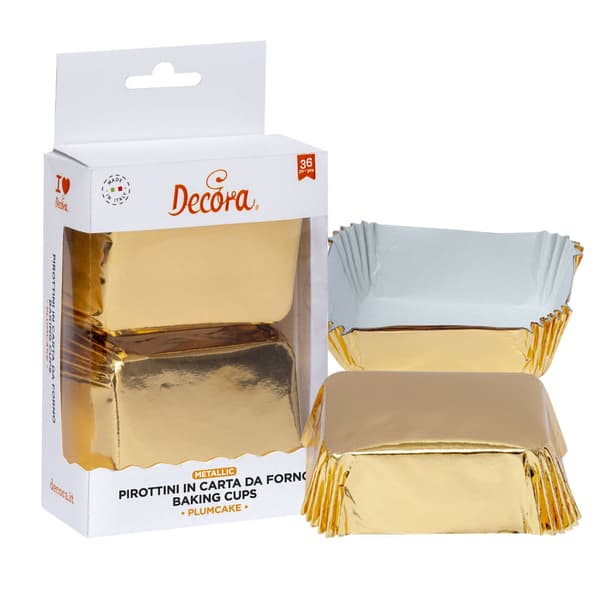 Rektangulära papiljotter GULD 80x50x32 mm DECORA 20 st