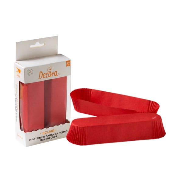 Avlånga papiljotter RÖDA 135x33x28 mm DECORA 60 st