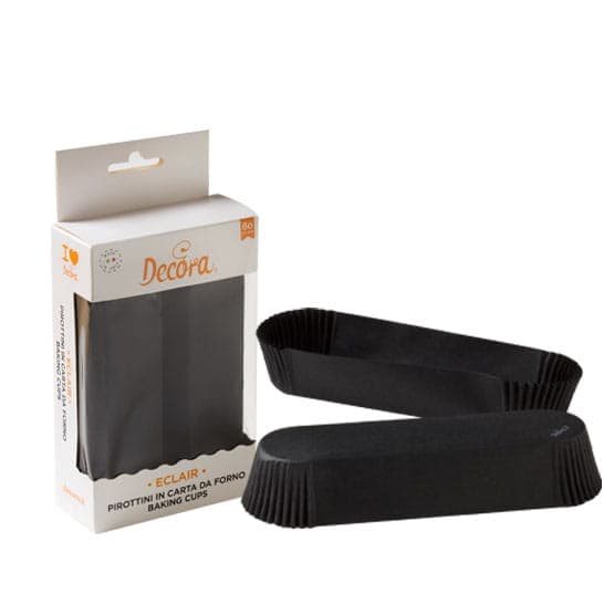 Avlånga papiljotter SVARTA 135x33x28 mm DECORA 60 st