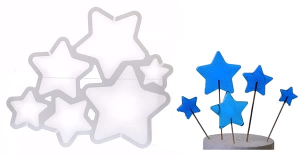 Silikonimuotti isomalt-tikkareille, tähdet