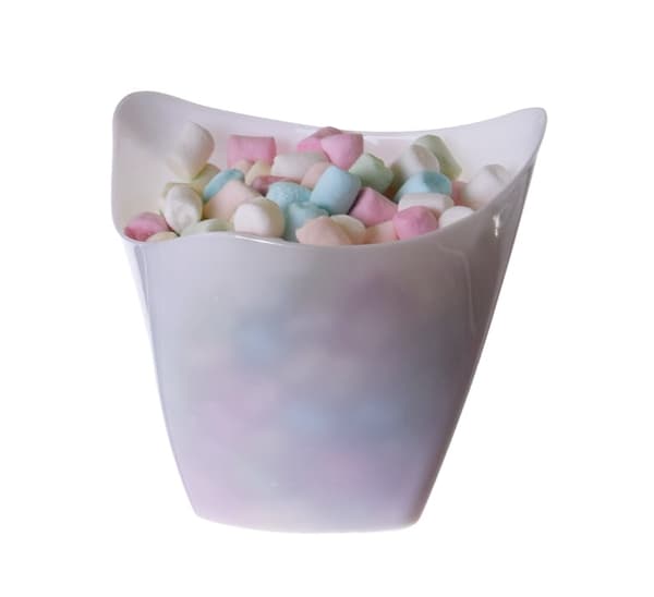 Plastik dessertbægre med drejekant HVID 170ml/25 stk.
