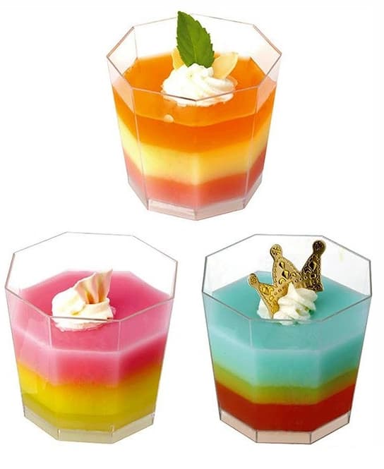 Plastmuggar för desserter Åttkantiga muggar 170ml/25 st