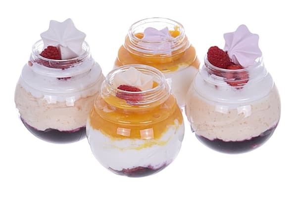 Plastmuggar med lock för runda desserter Kulformad mugg 200ml/12 st