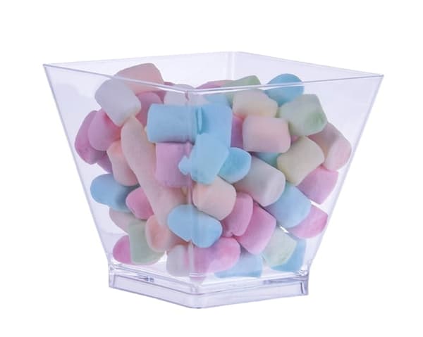 Mini trapetsformade plastmuggar 70 ml/25 st. muggar