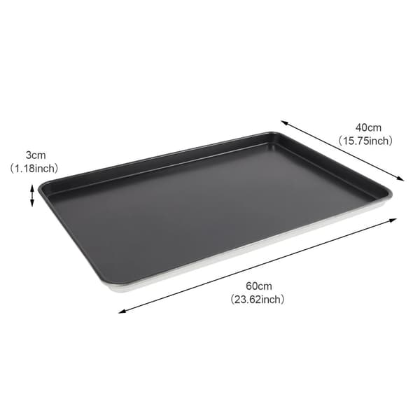 Kommersiell aluminiumlegering bakplåt, non-stick beläggning, storlek 60 cm x 40 cm,svart
