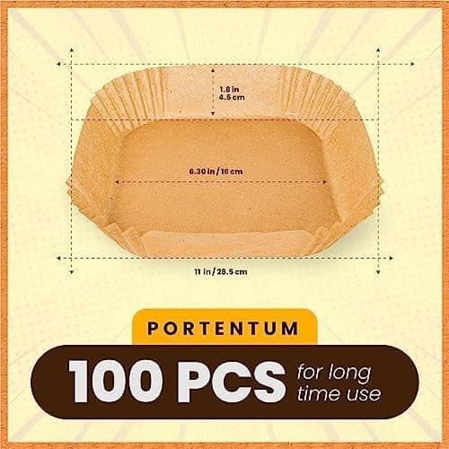 Airfryer bakpapper - PORTENTUM - 16 x 24 cm - Livsmedelsklassat BPA-fritt