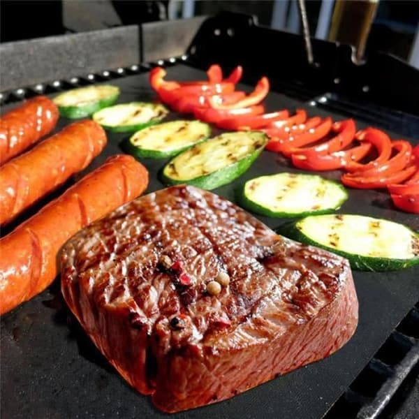 BAKPLÅT - UGNMATTA - KOCKTAVLA 5 st Set Återanvändbar Barbecue Grillmatta Pad Platta Värmeplatta Portabel