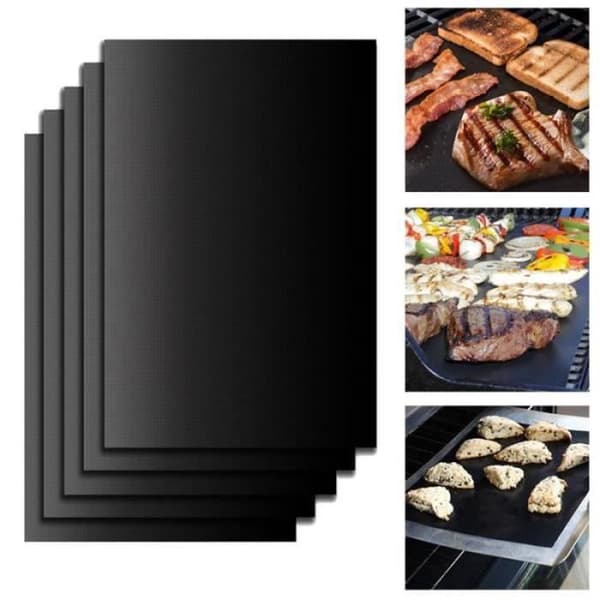 BAKPLÅT - UGNMATTA - KOCKTAVLA 5 st Set Återanvändbar Barbecue Grillmatta Pad Platta Värmeplatta Portabel