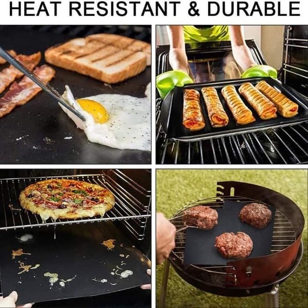 mixigoo Bakmat, Set med 5 Bakplåtar för Grill och Ugn, 40 x 33 cm Non-stick Återanvändbar BBQ och Plåtar