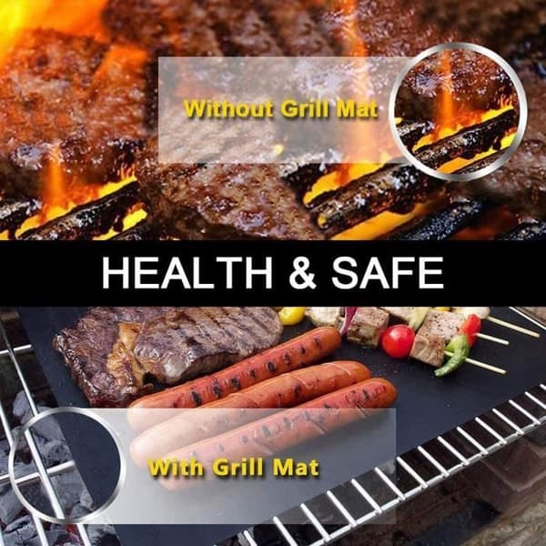 mixigoo Bakmat, Set med 5 Bakplåtar för Grill och Ugn, 40 x 33 cm Non-stick Återanvändbar BBQ och Plåtar