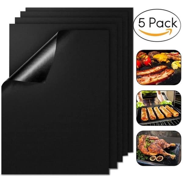 mixigoo Bakmat, Set med 5 Bakplåtar för Grill och Ugn, 40 x 33 cm Non-stick Återanvändbar BBQ och Plåtar