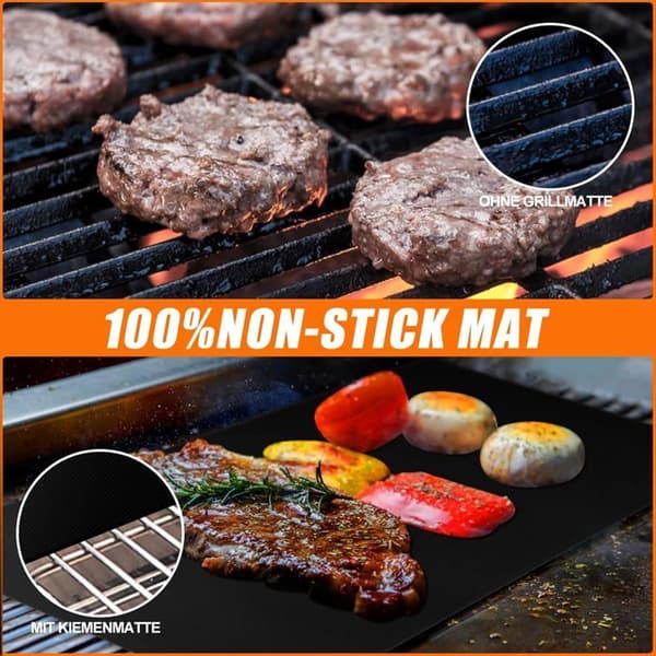 Set med 8 Återanvändbara BBQ Filtar för Utomhus, Matta för Gasgrill, Kolgrill, 40x33cm