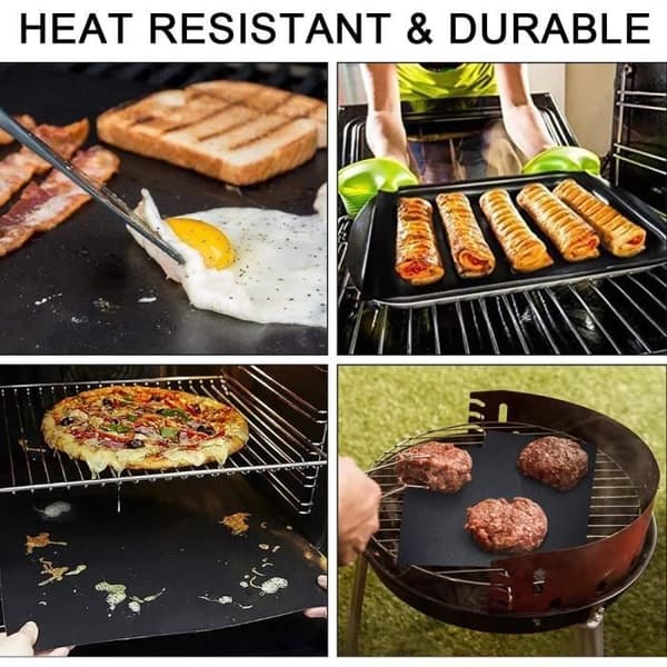 mixigoo Bakplåtar, Set med 5 Grillmattor för Barbecue och Ugn, Non-stick Återanvändbara Bakplåtar 40 x 33 cm B