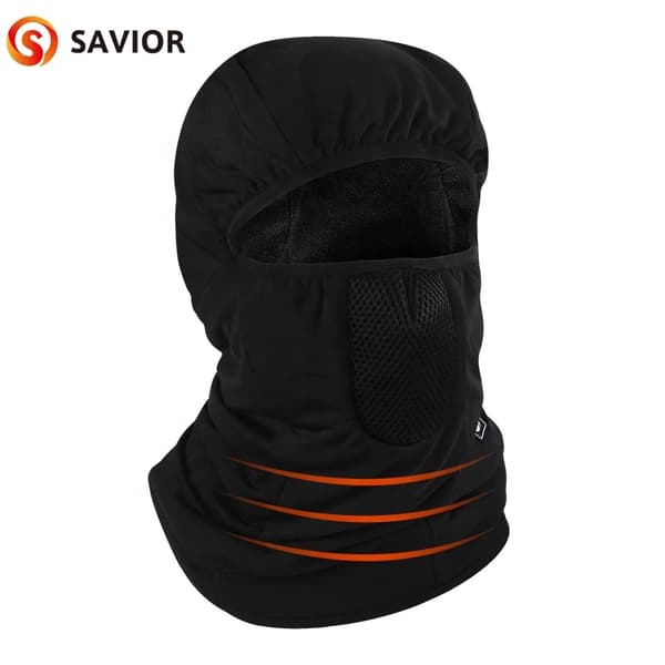 Uppvärmd ansiktsmask, termisk, vindtät, Svart, S