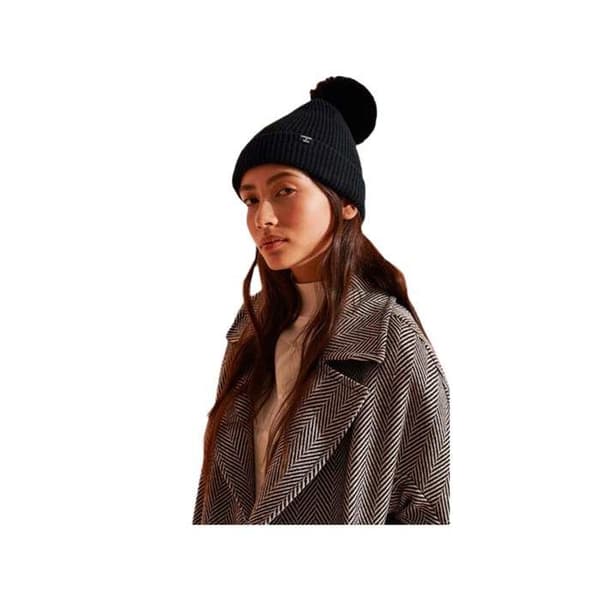 Mössa - Superdry - Heritage - Svart - Ribbstickad - Vinter - Dam