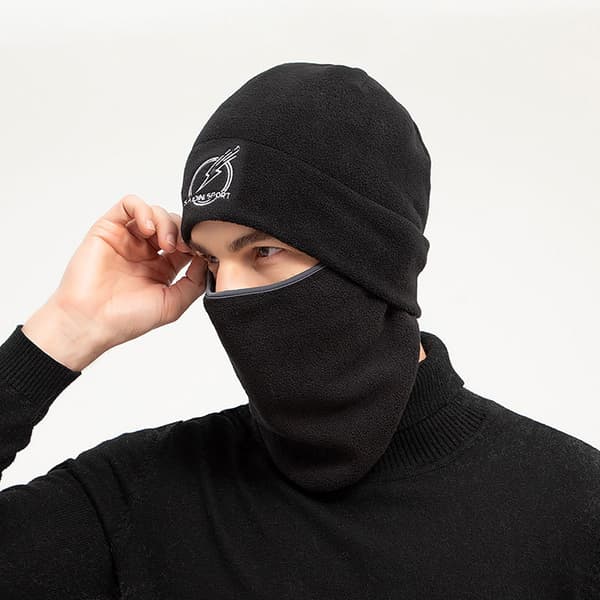 INF Fleece Balaclava Ansigtsmaske - Vinterhue og Halsvarmer Sort0