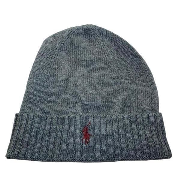 Beanies KALLVÄDERSHATT Grå Logotyp Bordeaux Ralph Lauren