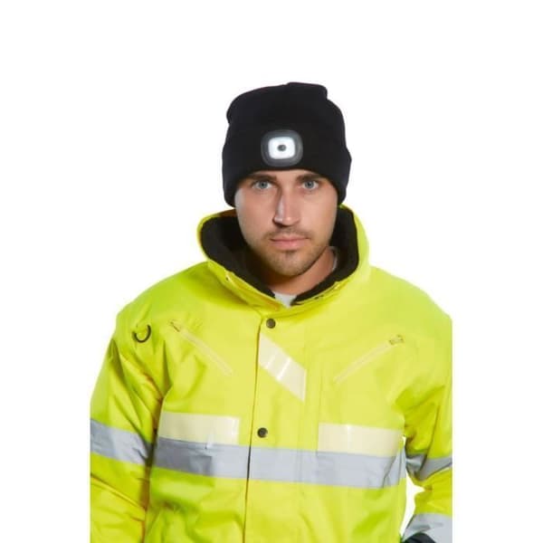 Dubbel LED uppladdningsbar mössa - Portwest - Svart - 100% akryl - 150 lumen - Unisex