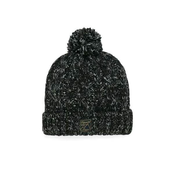 Mössa - Superdry - Tvinnad - Svart tweed - Sherpa-foder - Klassisk tofs