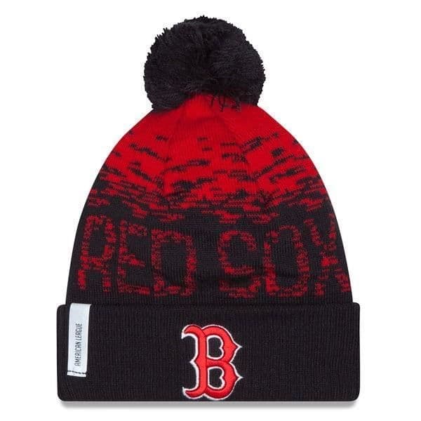 MLB Bonston röd Sox mössa med pompom New Era Sport Knit Navy
