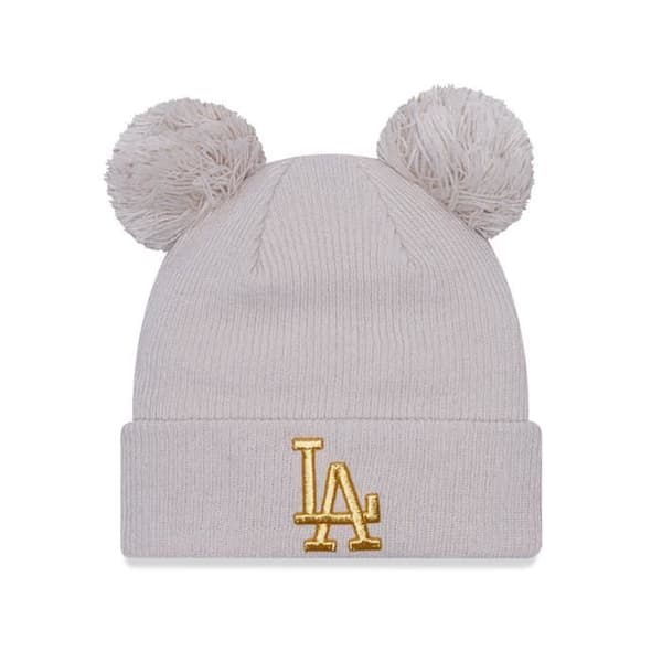 Keps - New Era - Los Angeles Dodgers - Metallisk logotyp - 100% akryl - Krämfärgad