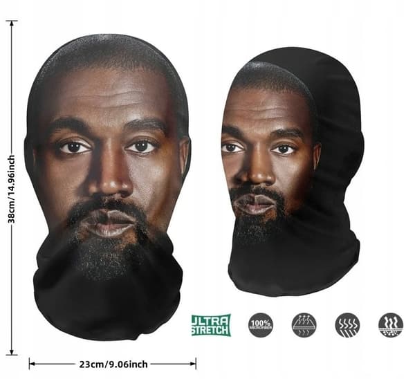 Balaklava MASK FEST Skidor Motorcykel MIKROFIBER NADUK 3D COSPLAY Kanye3