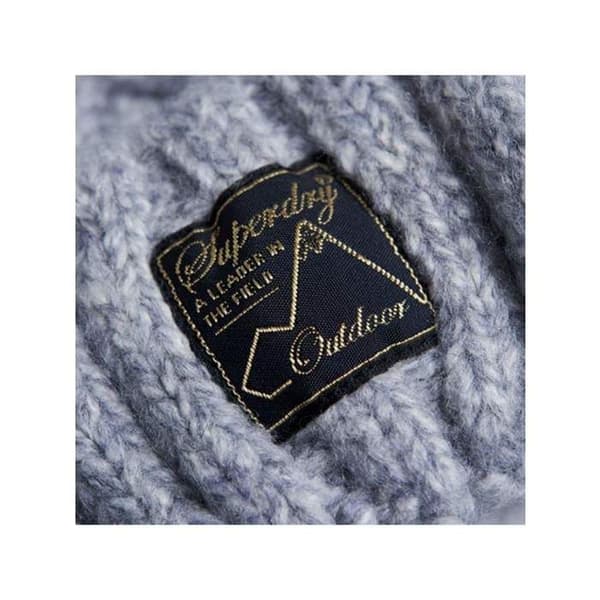 Mössa - Superdry - Tvinnad - Mellangrå tweed - Sherpa-foder - Klassisk pompon