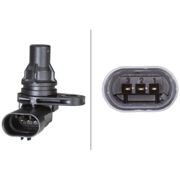 Sensor - HELLA - 6PU 009 121-321 - Svart - 3-polig - Kamaxel