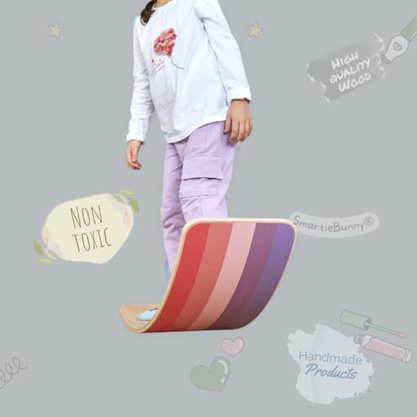 Balansbräda för Barn, SmartieBunny Wooden Balance Board Ljusrosa