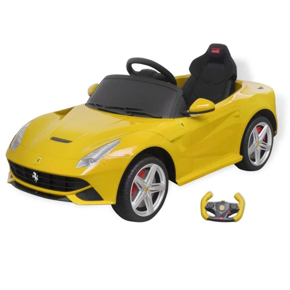 vidaXL ride-on bil Ferrari F12, gul, 6 V, med fjernbetjening