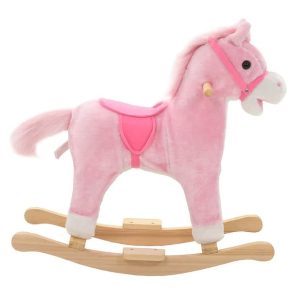 vidaXL gyngehest plys 65 x 32 x 58 cm pink