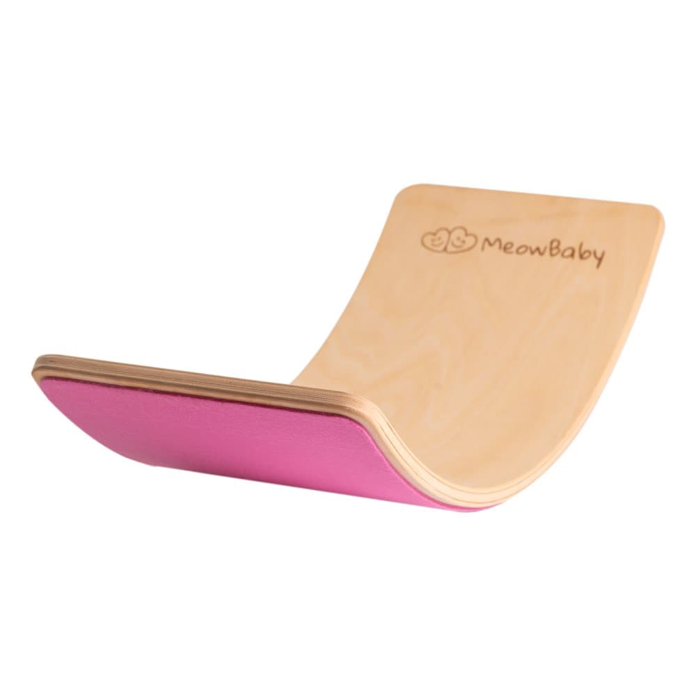 MeowBaby® Balansbräda träbalaneringstavla gungbräda filt för barn balans leksaker för baby kurvig bräda Montessori 80 x 30 cm Rosa