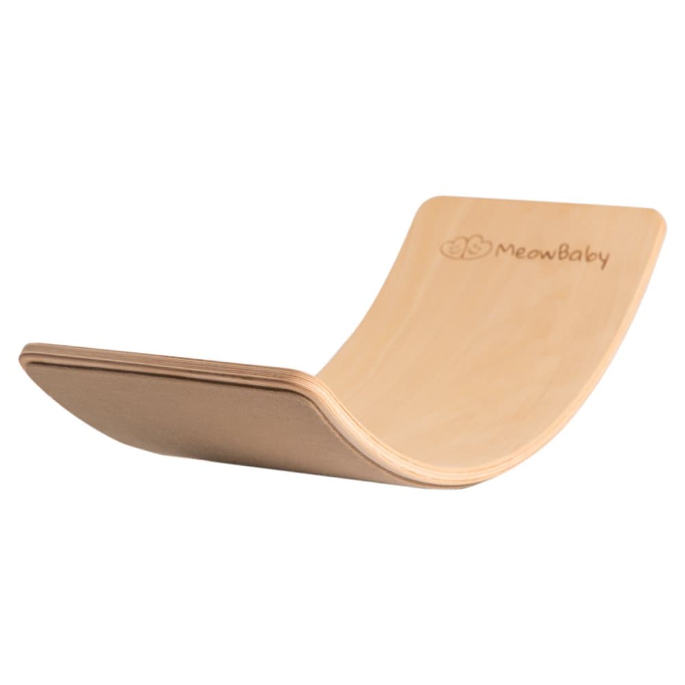 MeowBaby® Balansbräda träbalaneringstavla gungbräda filt för barn balans leksaker för baby kurvig bräda Montessori 80 x 30 cm Beige