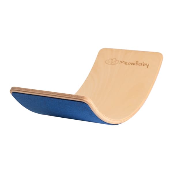 MeowBaby® Balansbräda träbalaneringstavla gungbräda filt för barn balans leksaker för baby kurvig bräda Montessori 80 x 30 cm Blå